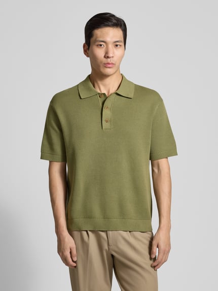 Selected Relaxed Fit Poloshirt aus reiner Baumwolle Modell 'DANE' Oliv 4