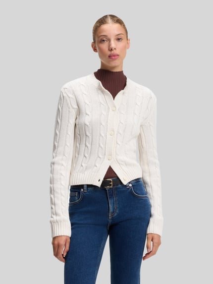 HUGO Blue Slim Fit Strickjacke aus Baumwoll-Mix Modell 'Sbradina_B' Weiss 4