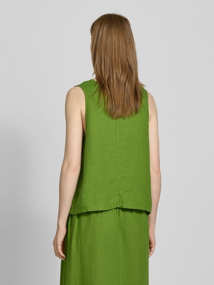 Selected regular fit omkeerbare top van puur linnen model 'LINNA' Grasgroen - 5