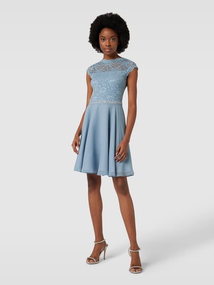 SWING Cocktailkleid mit Spitzenbesatz Hellblau 1