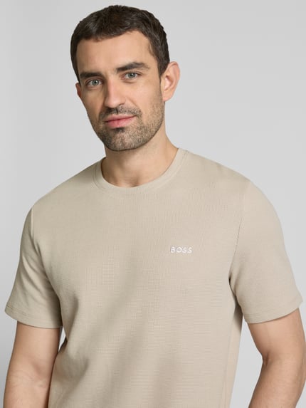 BOSS T-shirt met labelstitching Beige - 3
