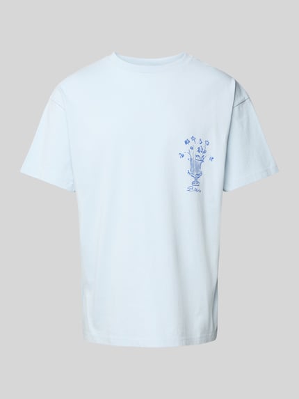 BLKVIS T-Shirt mit Motiv- und Label-Print Modell 'VASO' Hellblau 2