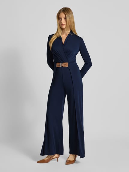 Lauren Ralph Lauren Jumpsuit met V-hals, model 'FILRAY' Marineblauw - 1