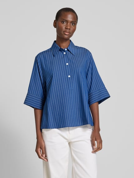 windsor. Regular fit overhemdblouse van viscosemix Koningsblauw - 4