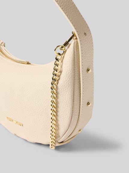 Productfoto, Handtasche aus Rindsleder-Mix mit Label-Applikation van Hey Marly, crèmekleurig met zichtbare structuur, gouden kettingdetail, hoofdvak met ritssluiting, model 'Lifetime Sister', draaghengsel, afmetingen 25x18x6 cm, schouderriem 98 cm