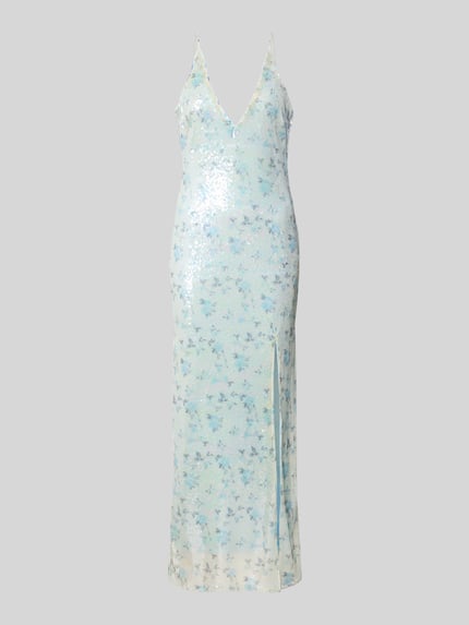 Bardot Abendkleid mit Pailletten und V-Ausschnitt Modell 'LOIS SEQUIN' Hellblau 2