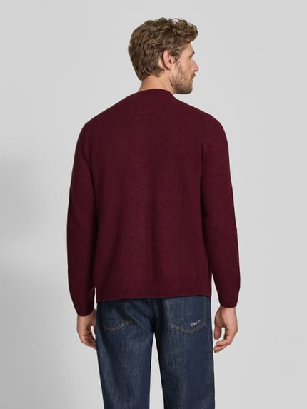 MCNEAL Regular Fit Strickjacke aus reiner Wolle mit Logo-Stickerei Dunkelrot Melange 5