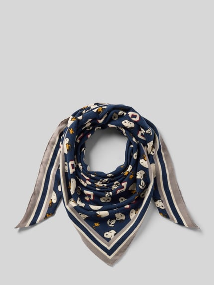 Productfoto, Tuch im Allover-Look van Codello, sjaal in vierkant model, blauw met motiefprint, breedte 120 cm, lengte 120 cm, dames