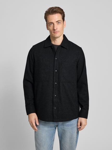 BOSS Orange Loose Fit Freizeithemd mit Woll-Anteil Modell 'LOCKY' Black 4