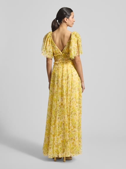 Lace & Beads Abendkleid aus Tüll mit V-Ausschnitt Hellgelb 5