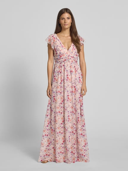 Jake*s Cocktail Maxikleid mit Volants und Taillenband Apricot Melange 4