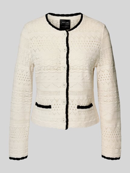 Marc Cain Strickjacke aus Schurwolle mit Lochmuster Beige 2