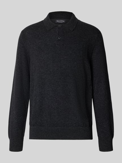 Marc O'Polo Sweter o kroju regular fit z mieszanki bawełny i żywej wełny Ciemnoszary melanż 2