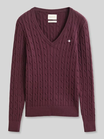 GANT Regular Fit Pullover aus Baumwoll-Mix mit Logo-Stitching Bordeaux 2