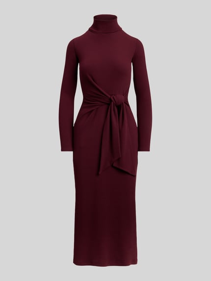 Lauren Ralph Lauren Regular Fit Freizeitkleid aus Baumwoll-Modal-Mix Bordeaux 2