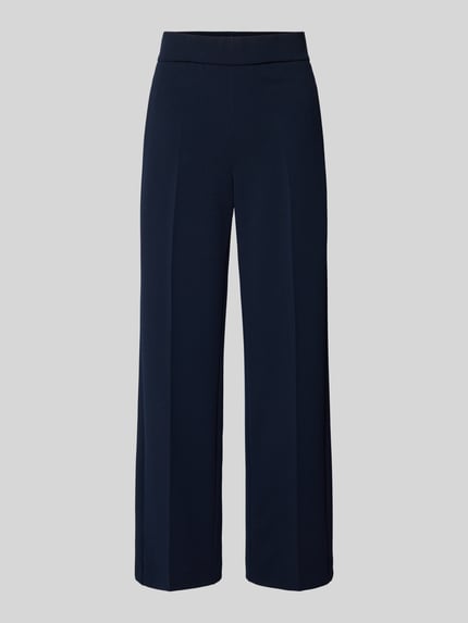 Produktfoto, Stoffhose mit Bügelfalte und elastischem Bund von Vera Mont in Dunkelblau, Loose Fit, glatte Struktur, Stretch-Material-Mix