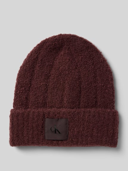 CK Calvin Klein Beanie in bouclé-look met wol Bordeaux - 1