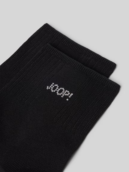 Produktfoto, Socken aus Baumwoll-Mix im 2er-Pack von JOOP! COLLECTION in Schwarz mit feiner Rippstruktur und dezentem Logo in Glitzeroptik.