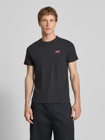 Superdry regular fit T-shirt met gestikt logo Zwart - 4