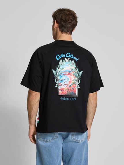 Carlo Colucci Oversized T-shirt met labelprint Zwart - 5