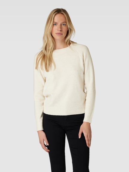 VERO MODA Regular Fit Strickpullover mit Crew Neck Modell 'DOFFY' Ecru 4