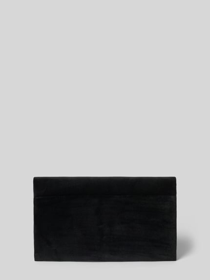 Produktfoto, clutch aus echt leer met omslag en magneetsluiting, hoofdvak, binnenin ritsvak en labeldetail, Clutch aus Leder mit Reißverschlussfach innen van Abro, zwart, rechthoekig, zachte textuur, Breedte 23 cm, Lengte 14 cm, Diepte 4 cm
