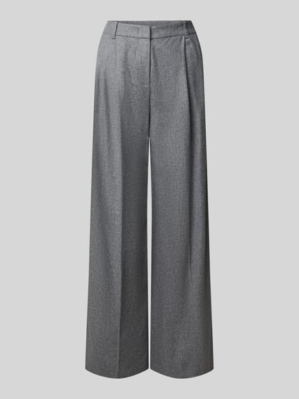 BOSS Regular Fit Bundfaltenhose aus Wolle Hellgrau 1