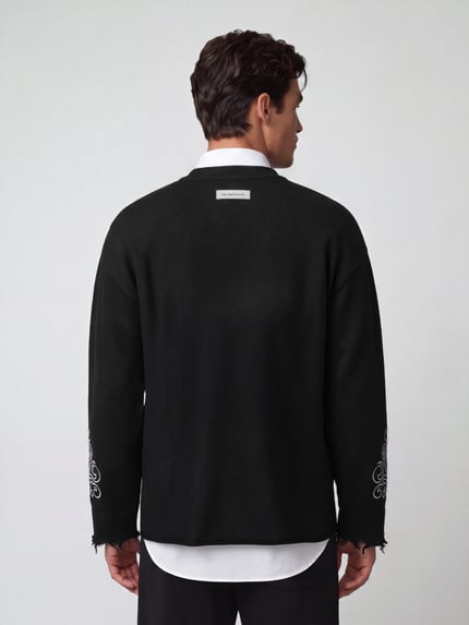 Don´t Waste Culture Sweatshirt mit Stickereiärmeln Modell 'ONA' Black 5
