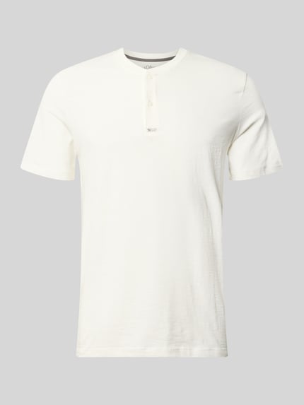 Produktfoto, Regular Fit T-Shirt aus reiner Baumwolle von s.Oliver RED LABEL, unifarben, Henley-Kragen, krótki rękaw, gładka struktura, kolor biały