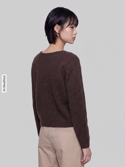 ONLY kardigan rozpinany o kroju relaxed fit z domieszką wełny model 'LIVA' Czekoladowy 5