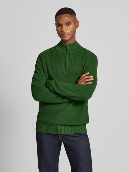 Fynch-Hatton Gebreide pullover met schipperskraag en labelstitching Groen - 4