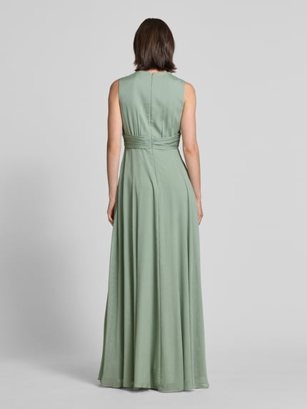 Christian Berg Cocktail Abendkleid in Wickel-Optik Khaki Melange 5