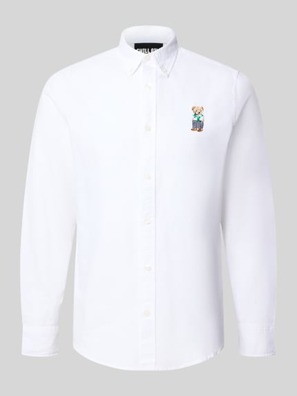 CHILL PILL Slim Fit Freizeithemd mit Button-Down-Kragen Weiss 2