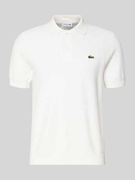 Produktfoto, Regular Fit Poloshirt aus reiner Baumwolle von Lacoste in Optik: Unifarben mit Logo-Stitching, Polokragen, Kurzarm, Rumpfabschluss: Gerippt, Materialverarbeitung: Querstrick