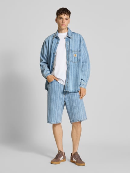 Carhartt Work In Progress Straight fit korte jeans met all-over print, model 'Rylan' Jeansblauw - 1