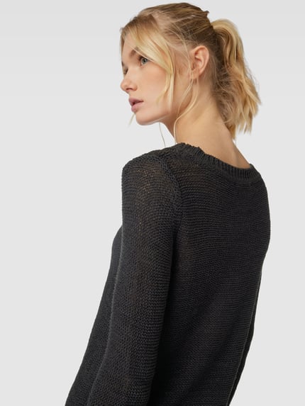 ONLY Sweter z dzianiny z okrągłym dekoltem model ‘GEENA’ Czarny 3
