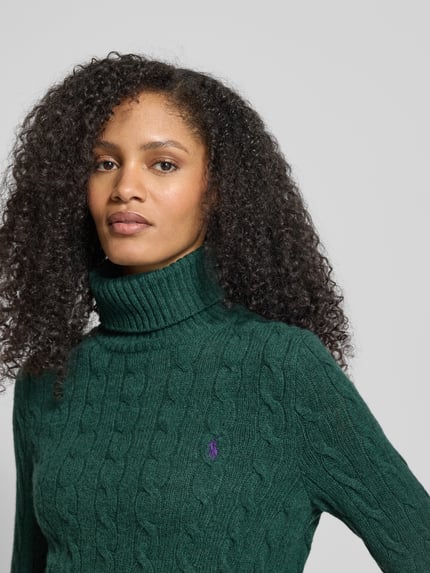 Polo Ralph Lauren Slim Fit Rollkragenpullover mit Label-Stitching Gruen 3