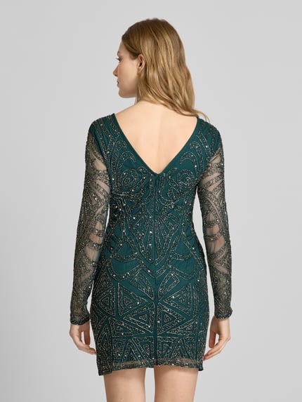 Lace & Beads Cocktailjurk met sierparels Groen - 5