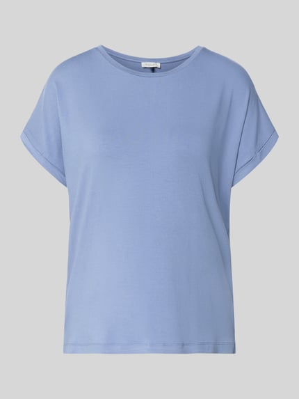 Produktfoto, T-Shirt aus Viskose-Mix mit Rundhalsausschnitt von Christian Berg Woman, Damen T-Shirt, Kappärmel, Regular-Fit, Stretch-Anteil, Rückenlänge 58 cm, Farbe hellblau, glatte Textur