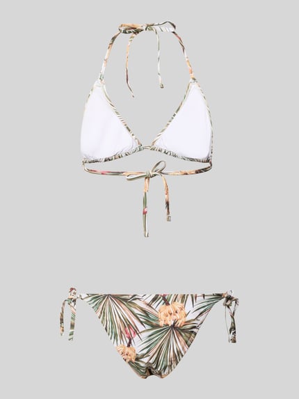 Frauenmodel trägt Bikini-Set im Allover-Look Modell 'LIZ' von Shiwi aus Material-Mix mit Stretch-Anteil, körpernahe Passform, Schnürung, Ganzkörperansicht von vorne