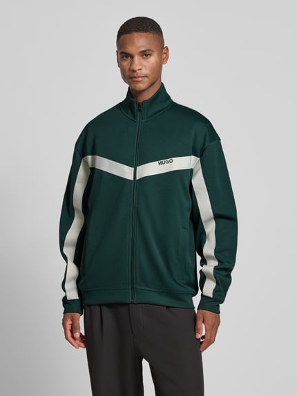 HUGO Relaxed Fit Sweatjacke mit Baumwoll-Anteil Modell 'DARTI' Dunkelgruen 4