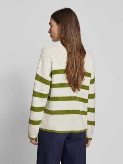 Selected Gebreide pullover met extra brede schouders, model 'BLOOMIE' Olijfgroen - 5