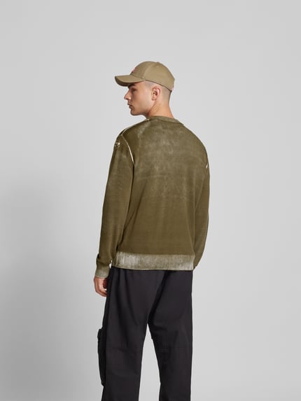 Diesel Pullover mit gerippten Abschlüssen Khaki Melange 5