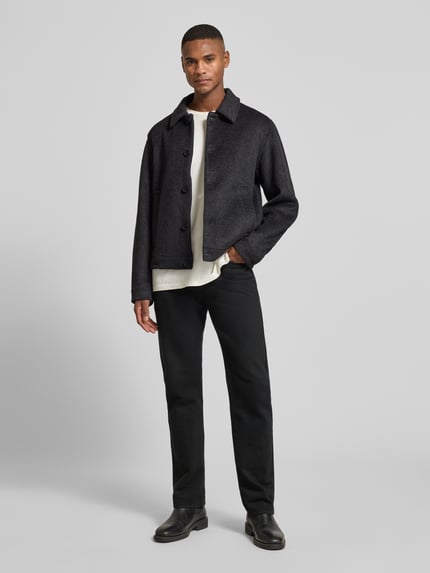 JACK & JONES Premium Overhemdjack met platte kraag en knoopsluiting Donkergrijs gemêleerd - 1