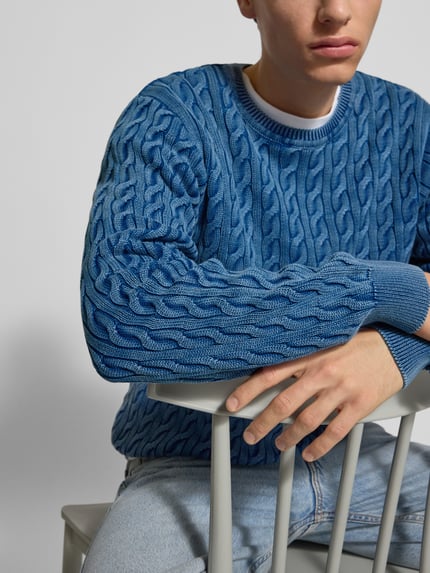 Levi's® Gebreide pullover met ribboorden, model 'PRESIDIO' Jeansblauw - 3