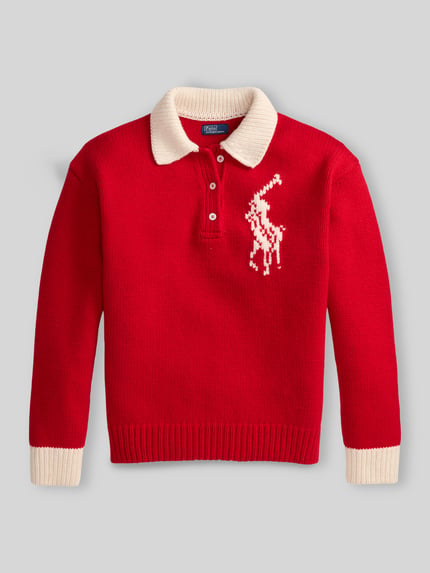Polo Ralph Lauren relaxed fit pullover van pure wol Rood - 2