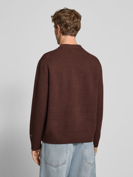 JACK & JONES Gebreide pullover met labelstitching, model 'NORREBRO' Middenbruin - 5