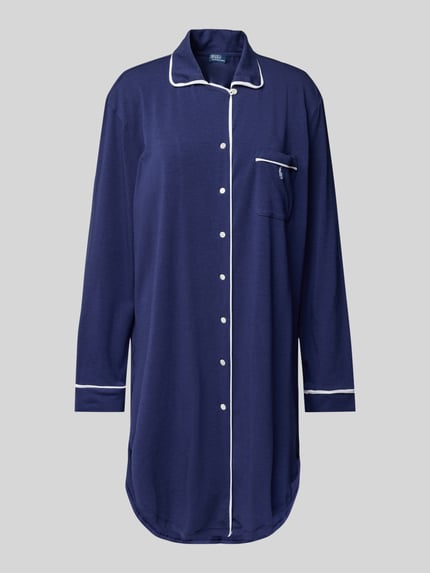 Polo Ralph Lauren Nachthemd met logostitching en borstzak Donkerblauw - 1