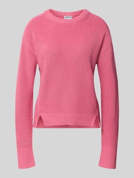 Jake*s Casual Pullover mit Seitenschlitzen aus reiner Baumwolle Pink 2
