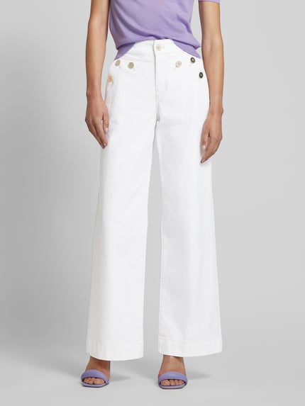 Marc Cain Wide leg jeans met sierknopen Offwhite - 4